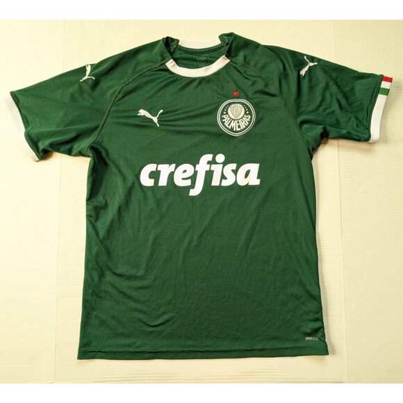 Palmeiras Soccer Jersey Mens Large Green Puma Crefisa READ 2018 Green - Picture 1 of 15